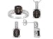 Jewelry : STERLING SILVER 10.85CTW SMOKY QUARTZ WITH WHITE TOPAZ ACCENT RING, EARRINGS, PENDANT & CHAIN SET