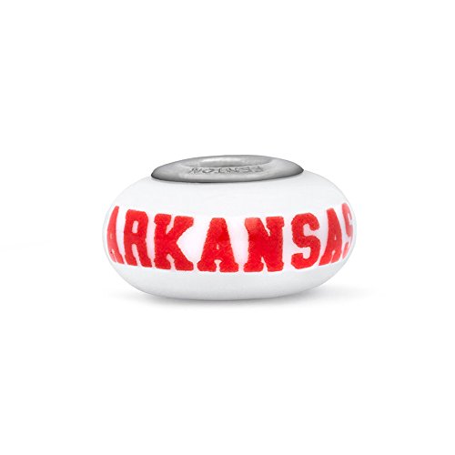 Arkansas Razorbacks Small Glass Bead Fits Most European Style Charm Bracelets