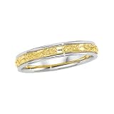 14K Two-Tone Gold Comfort Fit Wedding Band For Men and Women - Sizes 5 - 12.5