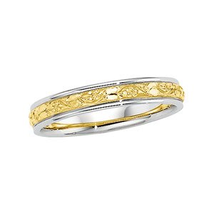14K Two-Tone Gold Comfort Fit Wedding Band For Men and Women - Sizes 5 - 12.5