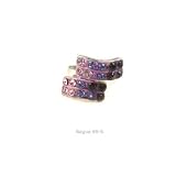Bague Ajustable Metal Couleur Argent Resine Mauve Et Strass Violets 99-5