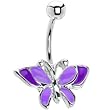 Purple Soaring Butterfly Belly Ring
