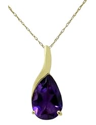 14K Gold Necklace with Natural pear-shaped Purple Amethyst