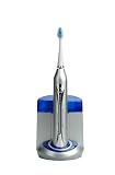 Best Price GSI Super Quality All-In-One Electronic Rechargeable Sonic Power Toothbrush with UV Sanitizer Base - 3 Soft Dupont Brush Heads Included - Waterproof Design, Charging/Docking/Sanitizing Station, Sonic-Wave Cleaning, Auto Timer, 3 Brushing Modes - Silver