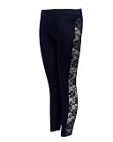 Ladies Navy Blue Leggings Sheer Floral Designed Sides