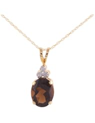 10k Yellow Gold Diamond Accent Pendant Necklace, 18"
