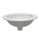Decolav 1474-CWH 19-Inch Self-Rimming Round Vitreous China Drop-in Lavatory with Overflow, Ceramic White