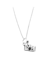 Sterling Silver Three Dimensional Open Book Worm Necklace