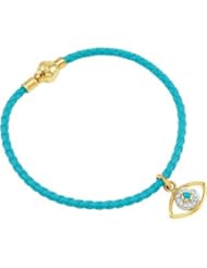 Missoma® Gemstone Rope Bracelet with Charm 18Ky Vermeil 07.25 Inch Turquoise Leather Bracelet 68851