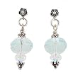 Aqua Blue Faceted Crystal Dangle Earrings with Swarovski Crystal Accent Bead on a Sterling Silver Flower Post, #7495