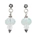 Aqua Blue Faceted Crystal Dangle Earrings with Swarovski Crystal Accent Bead on a Sterling Silver Flower Post, #7495
