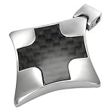 Polished Stainless Steel Pendant with Carbon Fiber Cross