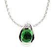 14K White Gold Chrome Tourmaline and Diamond Pendant