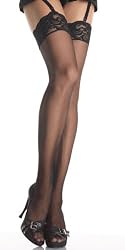 Nylon Sheer Thigh Highs With Lace Top by Leg avenue