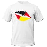 DEUTSCHLAND MOTIV 12 - Kinder T-Shirt Weiss / Schwarz-Rot-Gelb Gr. 152-164