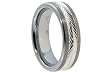 Tungsten Carbide Ring with Sterling Silver Chevron Pattern Inlay