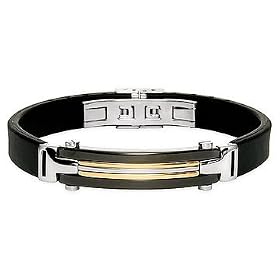 Mens Two-Tone Stainless Steel and Rubber Bracelet By ROSSO
