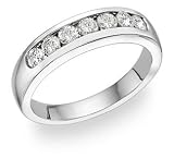 14K White Gold Men's 7 Stone Diamond Ring (0.85 Carats)