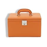 Friedrich Coffret &agrave; Bijoux Femme en Tissue, acier, ecocuire Brun fonc&eacute; et orange, forme Mallette, le poids 3000 grammes