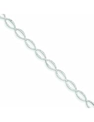 14K White Gold Polished Oval Link Bracelet 7.25 Inches