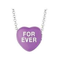 Sweetheart Jewelry Sterling Silver 12mm Purple Enamel Sweethearts Forever Heart Pendant Necklace