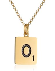 Scrabble 925 Yellow Gold Plated 0.048ct Diamond Initial O Pendant Necklace, 18"