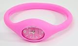 GSI Quality Waterproof Silicone Gel Sporty Wrist Band Watch - Oval Face, Digital LCD Style, For Children And Sports - Pink