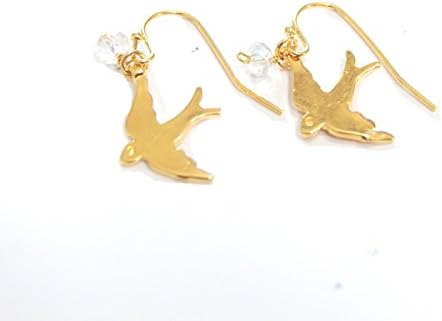 Clear Crystal and Swallow Earrings.