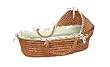 Honey Hooded Baby Moses Basket with Sage Gingham