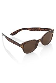 Mock Tortoiseshell Round Frame Sunglasses