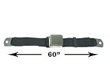 2-Point Lap Seat Belt, Black, 60 Inch Length, with Chrome Lift Latch
