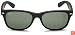 Ray-Ban RB2132 New Wayfarer  Sunglasses, Black Rubber Frame/Green Lens, 55 mm