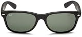 Ray-Ban RB2132 New Wayfarer  Sunglasses, Black Rubber Frame/Green Lens, 55 mm