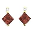 14K Yellow Gold Mozambique Garnet and Diamond Earrings