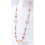 LongFashionNecklaceforWomenwithGenuineShell,Stone,andCrystals