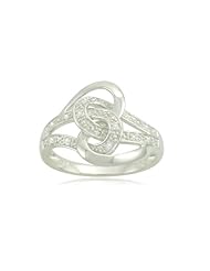 Sterling Silver Ribbon Diamond Ring (0.05 cttw, I-J Color, I2-I3 Clarity)