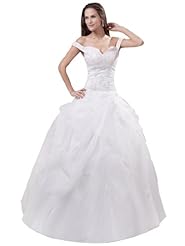  Organza/Satin Off the Shoulder  Ball Gown Wedding Dress 