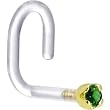18 Gauge 1/4" Yellow Gold 1.5mm Genuine Emerald Bioplast Nose Ring