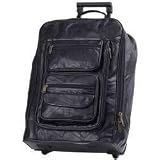 Embassy&trade; 21 Black Hand-Sewn Pebble Grain Genuine Leather Trolley Case