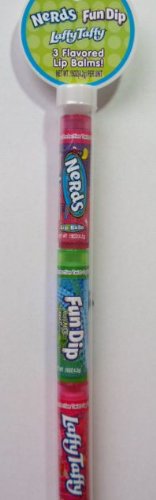 Nerds Fun Dip Laffy Taffy 3 Pack Flavored Lip Balms Gift Set in Cane