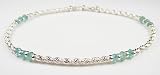 APATITE Sterling Silver Gemstone Ankle Bracelets: Handmade Jewelry with Adjustable 1 Inch Extension