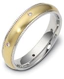 4.5mm Titanium & 18 Karat Yellow Gold SPINNING Diamond Wedding Band Ring