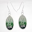 Green Oval Cat Tail Dangle Earrings in Sterling Silver, #8782