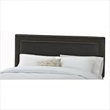 Nail Button Border Headboard in Premier Black Upholstery Size: King, Nail B ....