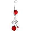 Ruby Red Gem Flowering Cherry Belly Ring