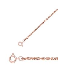 18" 14K Rose Gold 0.9mm Polished Diamond Cut Solid Rope Chain w/ Spring Ring Clasp