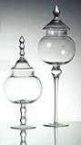 Apothecary Jars Candy Storage Set of Two Glass Long Stem