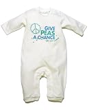 Give Peas a Chance, White, Playsuit, 3-6m Fairtrade & Organic