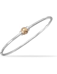 Sterling Silver 7.5 Inch Two Tone Add A Charm Bangle