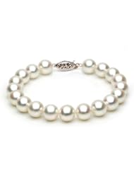 14k Gold 8.5-9mm White Japanese Akoya Saltwater Cultured Pearl Bracelet AA+ Quality, 4 Lengths - 6.5, 7, 7.5, 8 Inches